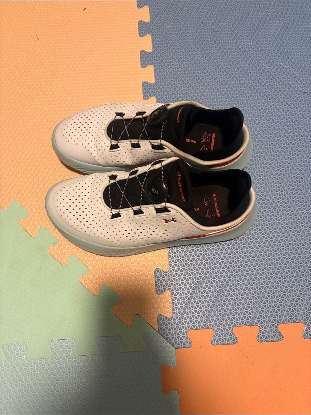 Under Armour Unisex Boa White Athletic Shoes with Black and Red Trim